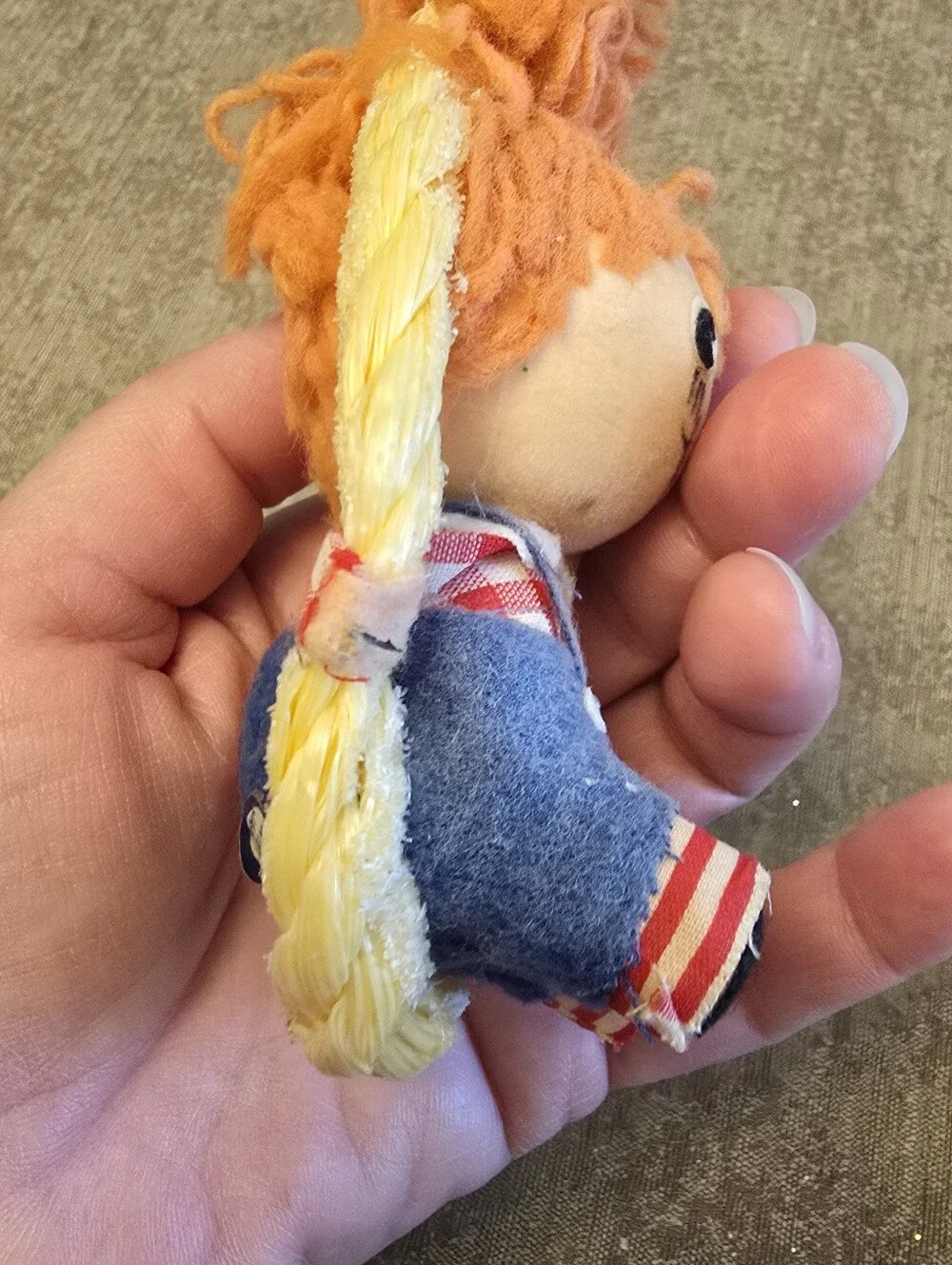 Vintage Japan Ornament Raggedy Andy Flocked Plastic Felt  Christmas Ornament